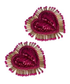 Olivia Dar Medium Sparkle Heart Earrings Bags & Accessories