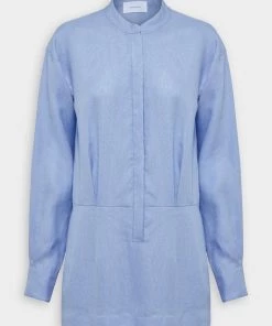 Bondi Born Menton Organic Linen Mini Dress In Periwinkle