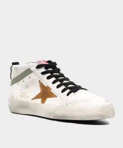Golden Goose Mid-Star Nappa Perforated Suede Star Men Sneaker In White