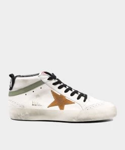 Golden Goose Mid-Star Nappa Perforated Suede Star Men Sneaker In White