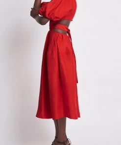 Aje. Mimosa Cut-Out Midi Dress In Scarlet Red