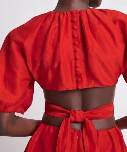 Aje. Mimosa Cut-Out Midi Dress In Scarlet Red