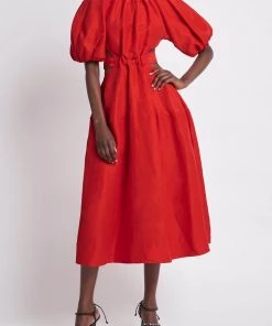 Aje. Mimosa Cut-Out Midi Dress In Scarlet Red