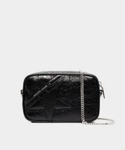 Golden Goose Mini Star Bag Wrinkled Calf Leather Bag In Black