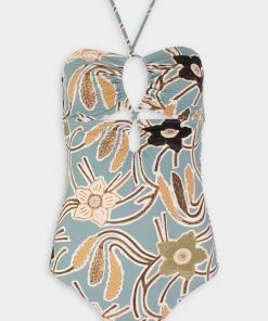 Ulla Johnson Just In Minorca Maillot One-Piece Swimsuit In Topaz