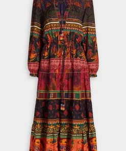 FARM Rio Mixed Patchwork Midi Dress In Multi