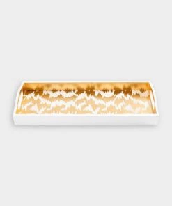 Caspari Modern Moiré Lacquer Bar Tray In Gold