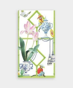 Caspari Monkey Business Paper Guest Towel Napkins In Pearl