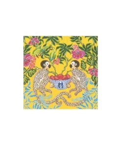 Caspari Monkeys Paper Cocktail Napkins In Yellow
