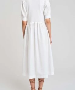 Derek Lam 10 Crosby Just In Monty Mixed Media Short Sleeve Dress In White
