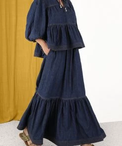 ZIMMERMANN Moonshine Tie Neck Blouse In Atlantic Featured Designers