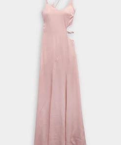 Jonathan Simkhai Morena Cut Out Textured Crepe Midi Dress In Rose Quartz