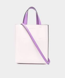MARNI Museo Leather Mini Bag In Light Pink And Purple