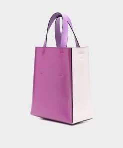 MARNI Museo Leather Mini Bag In Light Pink And Purple