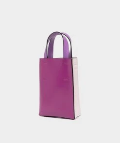 MARNI Museo Leather Nano Bag In Light Pink And Purple