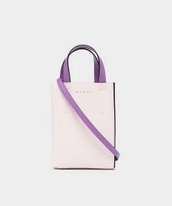 MARNI Museo Leather Nano Bag In Light Pink And Purple