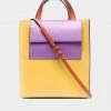 MARNI Mustard Museo Leather Bag With Purple Pocket