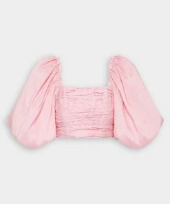 Aje. Just In Myriad Puff Sleeve Cropped Top In Rose Pink