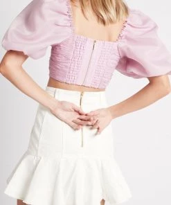 Aje. Just In Myriad Puff Sleeve Cropped Top In Rose Pink