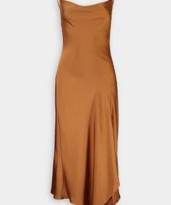Jonathan Simkhai Nellie Satin Slip Dress In Copper
