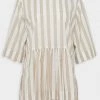 Lara Krude Just In Neta Shirt In Light Brown Bold Stripes