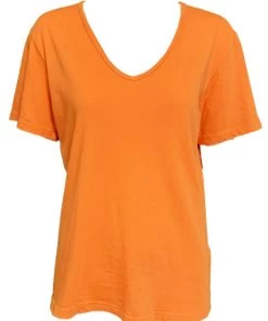 Raquel Allegra Just In New V-Neck T-Shirt Orange