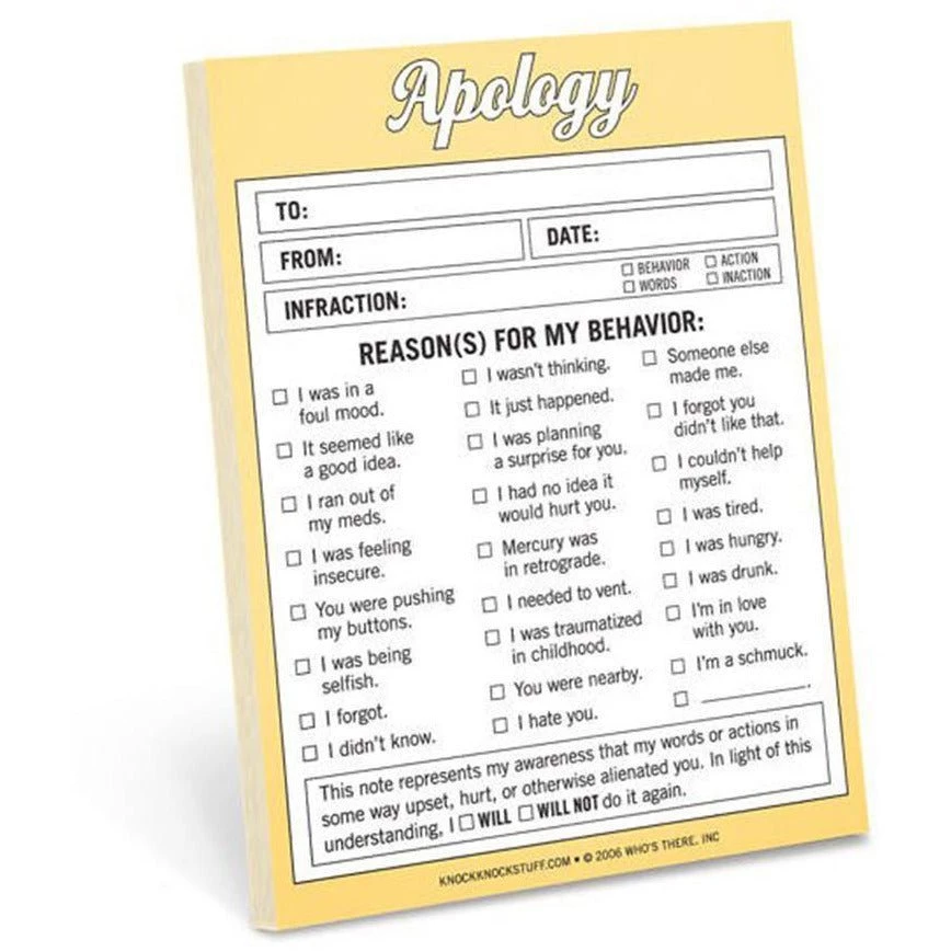 Knock Knock Nifty Note: Apology Home & Beauty 1 Knock Knock Nifty Note: Apology Home & Beauty