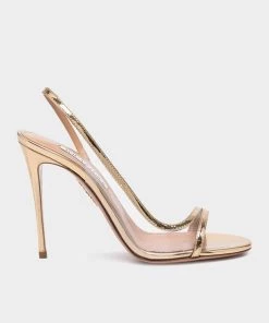 Aquazzura Just In Nude Sandal 105 In Gold