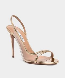 Aquazzura Just In Nude Sandal 105 In Gold