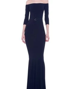 NORMA KAMALI Off Shoulder Fishtail Gown In Black