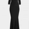 NORMA KAMALI Off Shoulder Fishtail Gown In Black