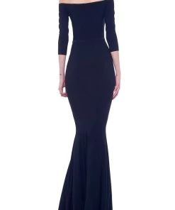 NORMA KAMALI Off Shoulder Fishtail Gown In Black