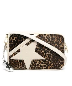 Golden Goose Off-White Star Bag In Leopard Print