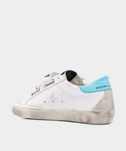 Golden Goose Just In Old School Leather Stripes Sneaker In Light Blue