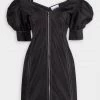 GANNI Just In Open V-Neck Mini Dress In Black