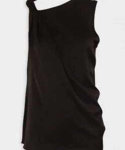 3.1 Phillip Lim Sleeveless Crepe Back Sarin Twisted Shoulder Top In Black