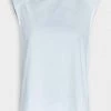 Tibi Padded Shoulder Sleeveless Top In Blue Grey Just In