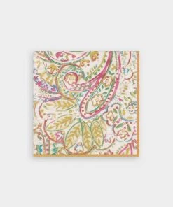 Caspari Just In Painted Paisley Paper Cocktail Napkins In Gold