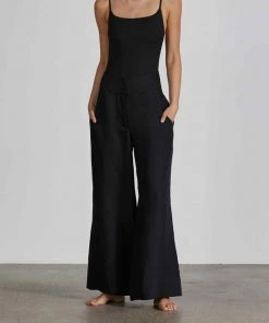 Bondi Born Just In Palma Organic Linen Pant In Black
