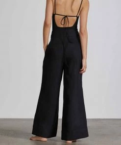 Bondi Born Just In Palma Organic Linen Pant In Black