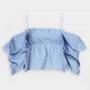 Vince. Paneled Long Sleeve Blouse In Vista Blue