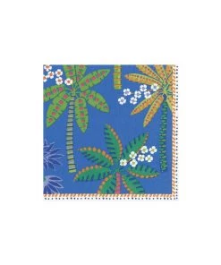 Caspari Paradise Palms Paper Cocktail Napkins In Blue