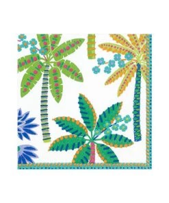 Caspari Home & Beauty Paradise Palms Paper Luncheon Napkins In White