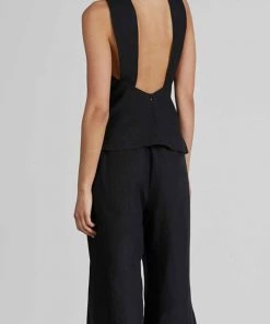 Bondi Born Paros Organic Linen Top In Black
