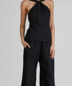 Bondi Born Paros Organic Linen Top In Black