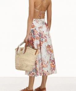 Zimmermann Just In Pattie Asymmetric Dress In Cream Floral