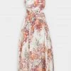 Zimmermann Just In Pattie Asymmetric Dress In Cream Floral