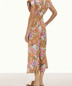 Zimmermann Just In Pattie Cuffed Jumpsuit In Ginger Rose