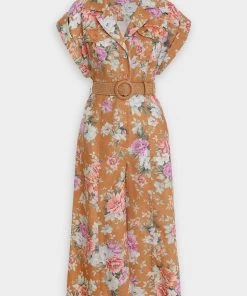 Zimmermann Just In Pattie Cuffed Jumpsuit In Ginger Rose