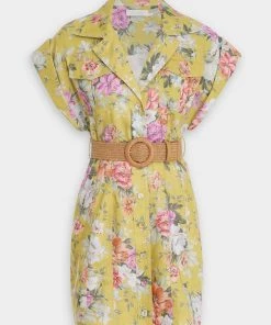 Zimmermann Pattie Cuffed Mini Dress In Mustard Rose Just In